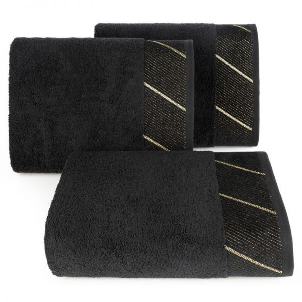 Ręcznik bawełniany z szenilową bordiurą EVITA 70X140 czarny