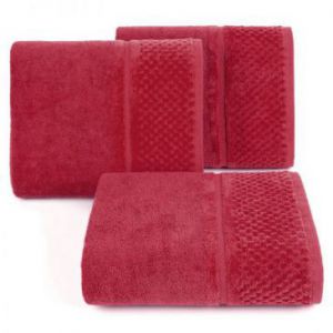 Ręcznik frotte z welurową bordiurą IBIZA 50X90 czerwony