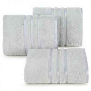 Ręcznik bawełniany z bordiurą w paski MADI 30X50 srebrny