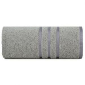 Ręcznik bawełniany z bordiurą w paski MADI 30X50 stalowy