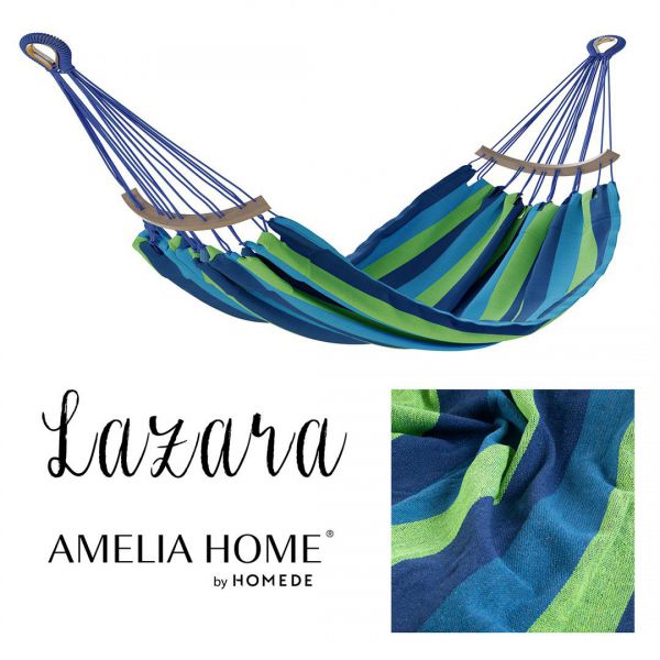 AmeliaHome Hamak ogrodowy klasyczny LAZARA 240X150 niebieski + zielony