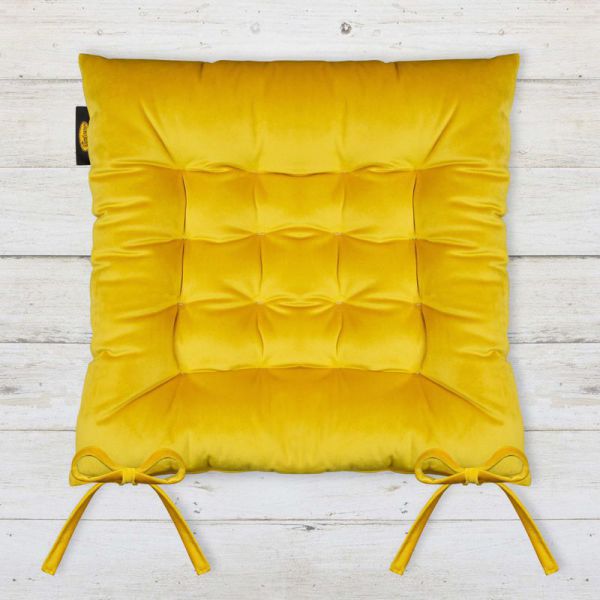 Poduszka na krzesło siedzisko pikowana VELVET I 40X40 cm żółta