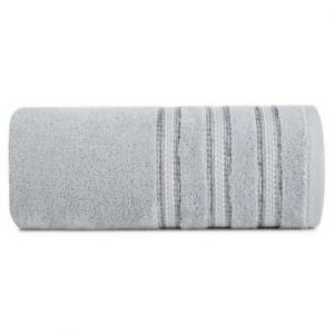 Ręcznik bawełniany z paskami bordiury SELENA 70X140 srebrny