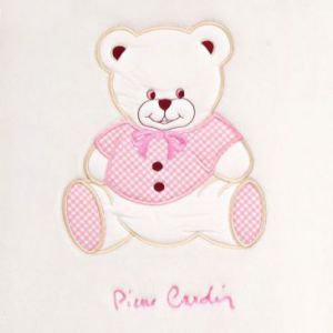 Pierre Cardin Kocyk dziecięcy w pudełku BABY Miś 110X140 biały + różowy