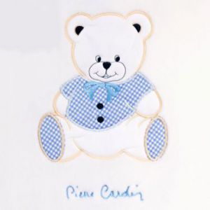 Pierre Cardin Kocyk dziecięcy w pudełku BABY Miś 80X110 biały + niebieski