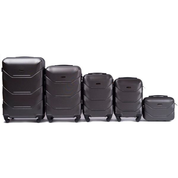 Wings  Zestaw 5 walizek podróżnych I na 4 kółkach ABS ciemnoszare