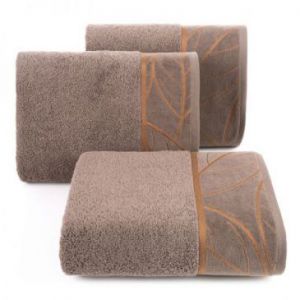 Ręcznik bawełniany z welwetową bordiurą ALISMA 70X140 brązowy