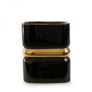 Wazon dekoracyjny ceramiczny SELIN 21X8X26 czarny + złoty