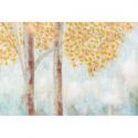 Obraz na płótnie ręcznie malowany drzewa 60X90 błękitny + złoty
