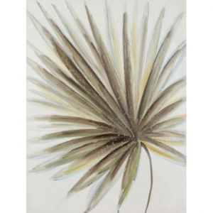Obraz ręcznie malowany Liść palmy 60X80 oliwkowy + złoty