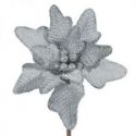 Kwiat sztuczny Poinsecja 20cm srebrny x24