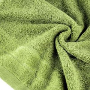 Ręcznik frotte z welwetową bordiurą DAMLA 30X50 oliwkowy