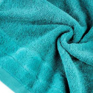 Ręcznik frotte z welwetową bordiurą DAMLA 70X140 jasny turkusowy