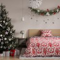 AmeliaHome Pościel świąteczna bawełna RUDOLPH 155x220 + 80x80*1 czerwona + biała