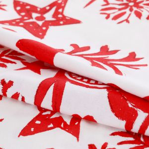 AmeliaHome Pościel świąteczna bawełna RUDOLPH 200x200 + 80x80*2 czerwona + biała