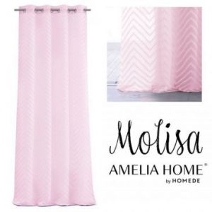 AmeliaHome Firana na przelotkach MOLISA 140X270 różowa