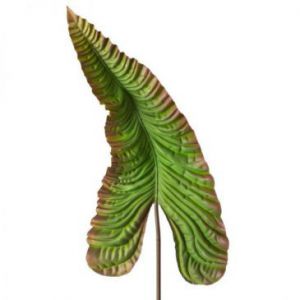 Sztuczny liść ALOCASIA zielono brązowy x6