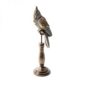 Figurka dekoracyjna KALI Papuga 8X10X35 srebrna + złota