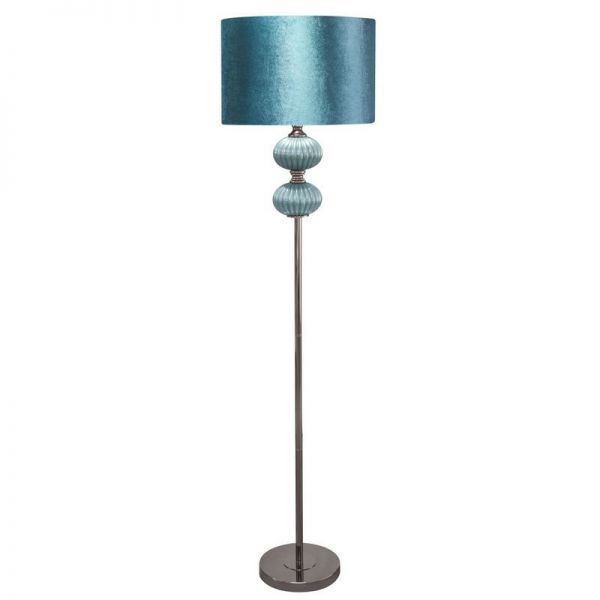 Lampa stojąca z welwetowym abażurem DIANA 46X174 niebieska