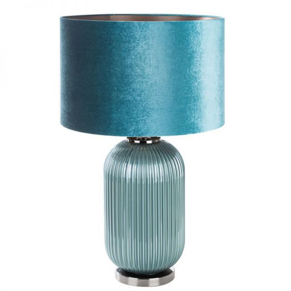 Lampa stołowa z welwetowym abażurem DIANA 41X65 niebieska