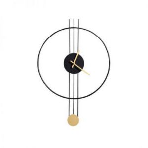 Metalowy zegar dekoracyjny okrągły 40X5X60 czarny + złoty