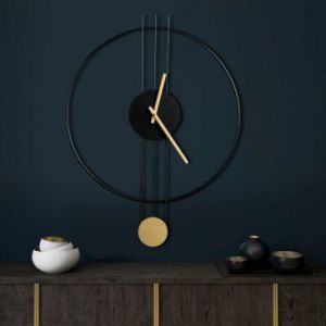 Metalowy zegar dekoracyjny 60X5X80 czarny + złoty