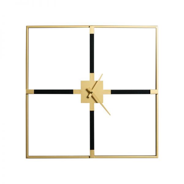 Metalowy zegar dekoracyjny kwadrat 60X5X60 czarny + złoty