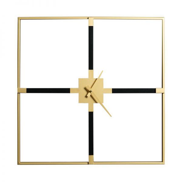 Metalowy zegar dekoracyjny kwadrat 80X5X80 czarny +złoty
