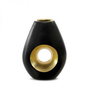 Wazon dekoracyjny ceramiczny MIRA 15X7X20 czarny + złoty