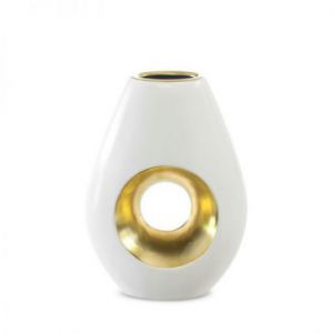 Wazon dekoracyjny ceramiczny MIRA 15X7X20 biały + złoty