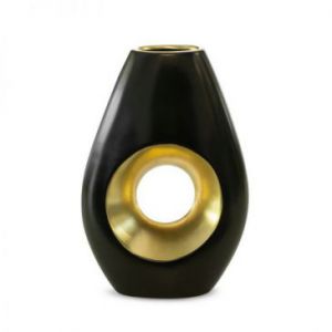Wazon dekoracyjny ceramiczny MIRA 17X8X25 czarny + złoty