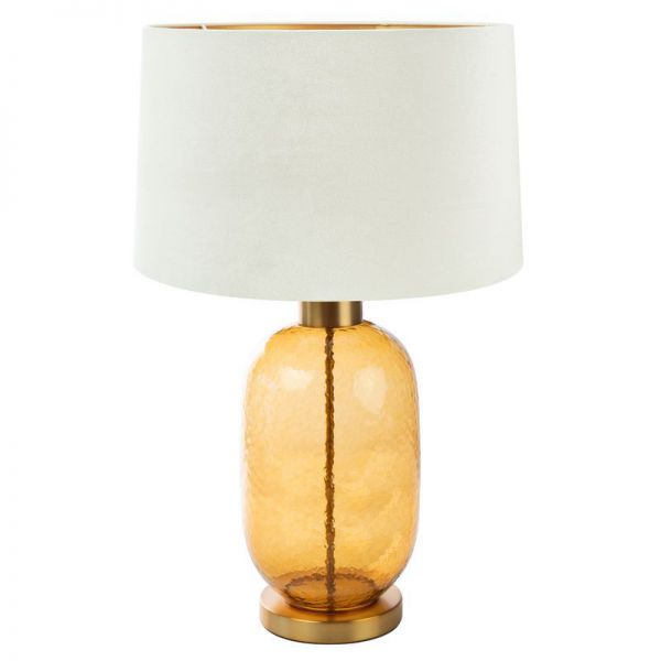 Lampa szklana z welwetowym abażurem LUNA5 40X69 biała + złota