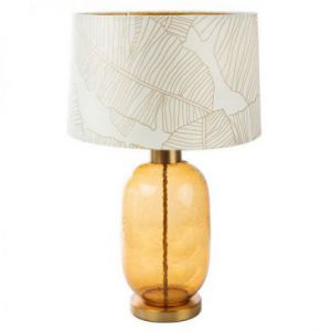 Lampa szklana z welwetowym abażurem LUNA 40X69 biała + złota