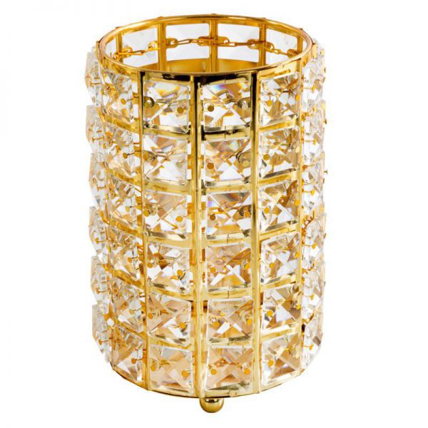 Świecznik dekoracyjny z kryształkami TESA 12X17 złoty