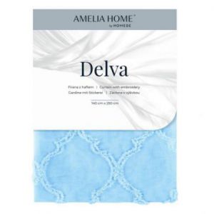 AmeliaHome Firana na taśmie DELVA 140X250 błękitna