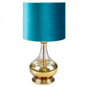 Lampa dekoracyjna LOTOS 32X61 turkusowa + złota