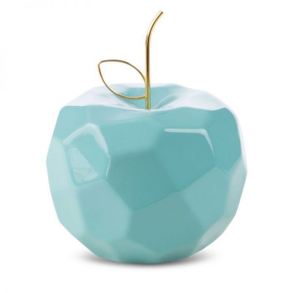Figurka ceramiczna Jabłko APEL 16X16X13 niebieska + złota