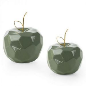 Figurka ceramiczna Jabłko APEL 13X13X10 zielona + złota