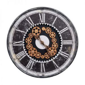 Dekoracyjny zegar ścienny 60X6X60 czarny + brązowy