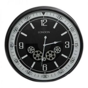 Dekoracyjny zegar ścienny 59X11X59 czarny + srebrny