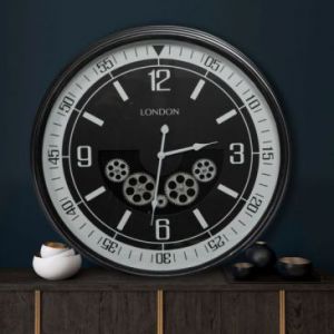 Dekoracyjny zegar ścienny 59X11X59 czarny + srebrny