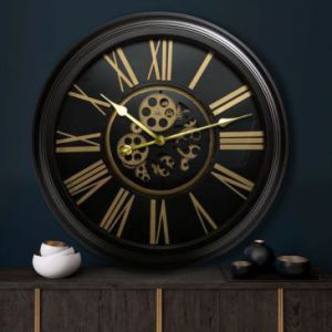 Dekoracyjny zegar na ścianę 64X11X64 czarny + złoty