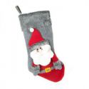 Skarpeta świąteczna 3D Święty Mikołaj MERY 50 cm szara + czerwona