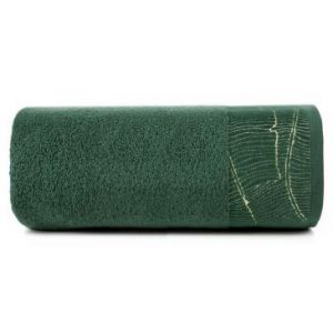 Ręcznik bawełniany z żakardową bordiurą METALIC 30X50 butelkowa zieleń