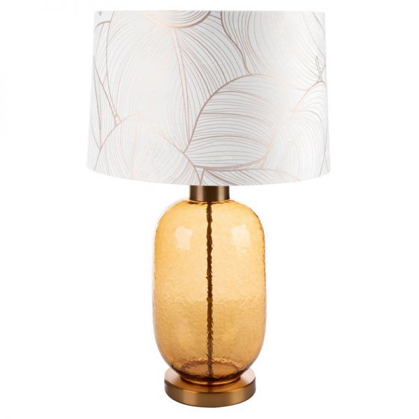 Lampa szklana z welwetowym abażurem BLANCA1 40X69 biała + złota