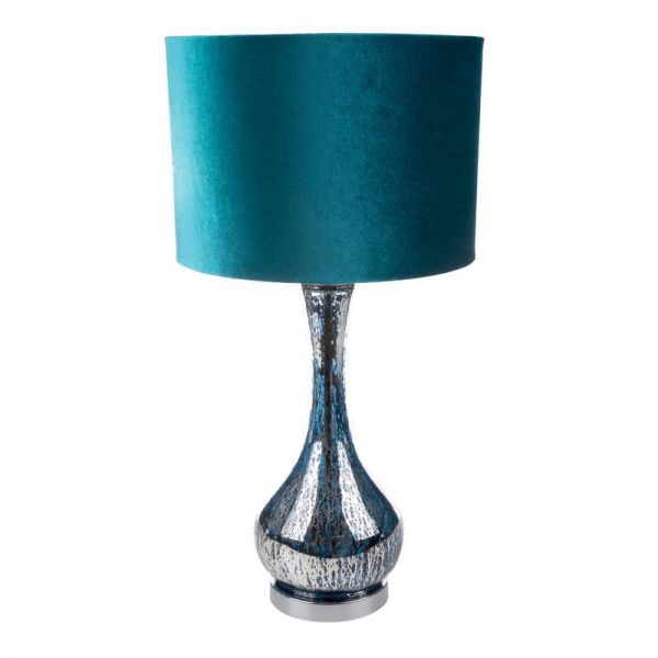 Lampa stołowa z welwetowym abażurem ADA 36X69 turkusowa