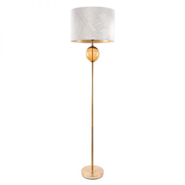 Lampa stojąca z welwetowym abażurem LUNA2 46X165 biała + złota
