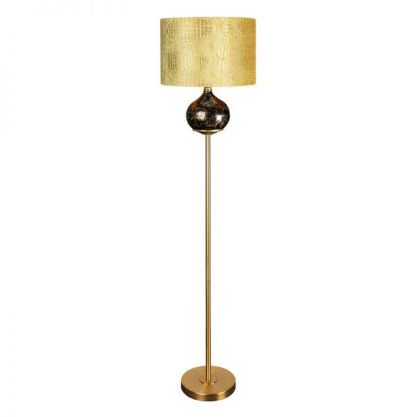 Lampa stojąca z welwetowym abażurem MYRA 25X157 czarna + złota