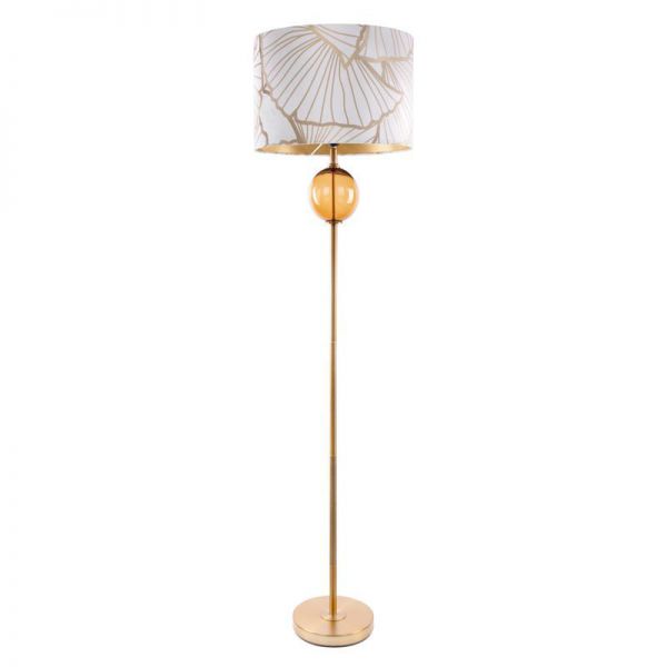 Lampa stojąca z welwetowym abażurem LUNA3 46X165 biała + złota