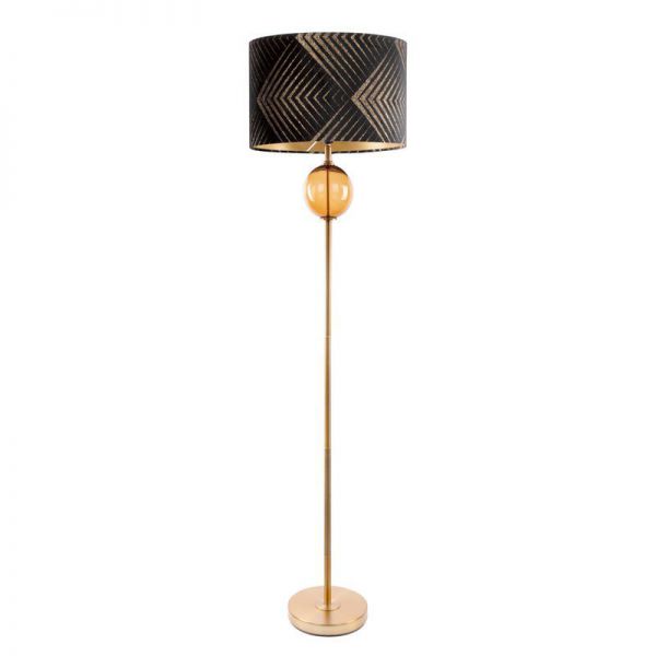 Lampa stojąca z welwetowym abażurem VICTORIA2 46X165 czarna + złota